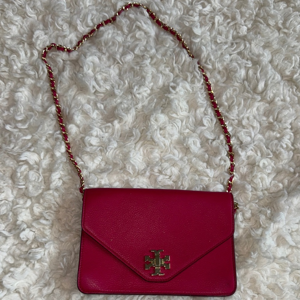 Tory Burch Fuchsia Crossbody Bag with Gold Accents